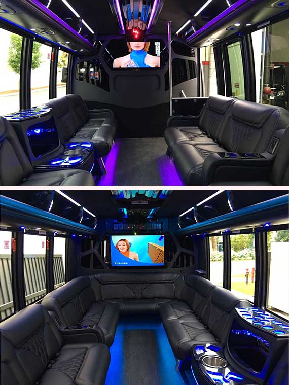 18 Passengers Party Bus Rental Service. Book Your Ride Now!